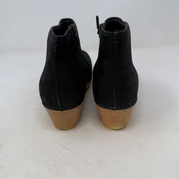 Dansko Black Leather Ankle Boots Maria Size 39 Comfort Block Heel Side Zip Clogs - Picture 8 of 15